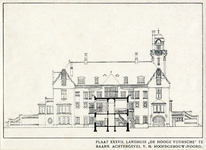 107504 Opstand van de achtergevel van het huis De Hooge Vuursche (Hilversumsestraatweg 14) te Baarn.